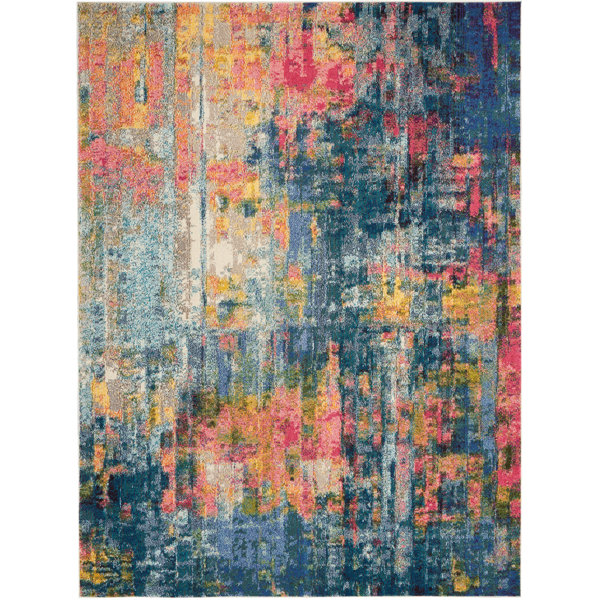 Ivy Bronx Velva Performance Blue/Yellow/Pink Rug & Reviews Wayfair